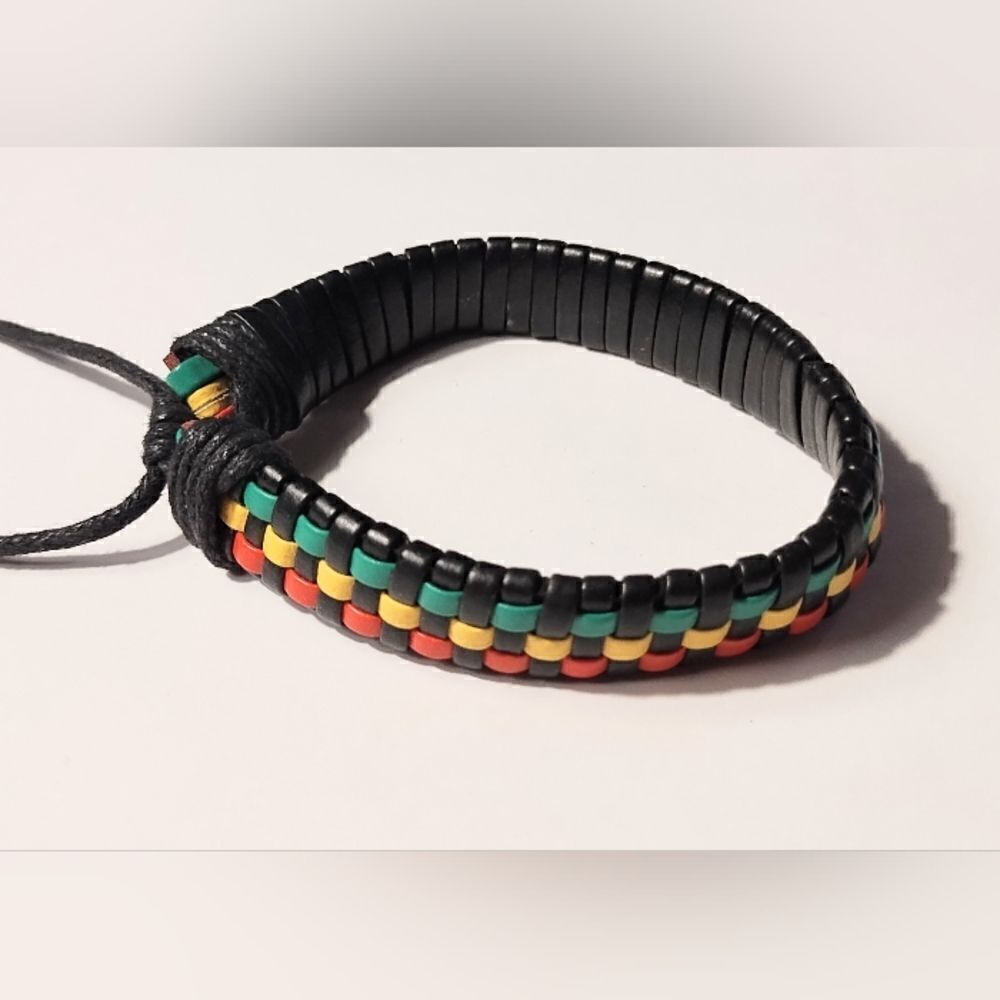Men's bracelet‎ leather braided rainbow new d57